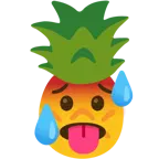 schwitzendes Gesicht + Ananas