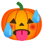 schwitzendes Gesicht + Halloweenkürbis
