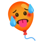 schwitzendes Gesicht + Luftballon
