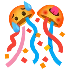 schwitzendes Gesicht + Konfettiball