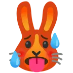 schwitzendes Gesicht + Hasengesicht