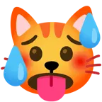 schwitzendes Gesicht + Katzengesicht