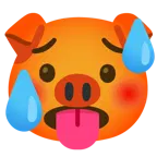 schwitzendes Gesicht + Schweinegesicht