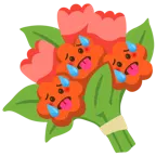 schwitzendes Gesicht + Blumenstrauß