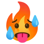 schwitzendes Gesicht + Feuer