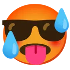 schwitzendes Gesicht + lächelndes Gesicht mit Sonnenbrille