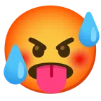 schwitzendes Gesicht + verärgertes Gesicht