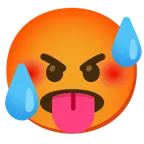 schwitzendes Gesicht + schmollendes Gesicht
