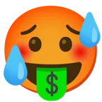 schwitzendes Gesicht + Gesicht mit Dollarzeichen