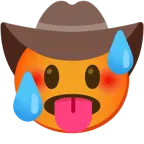 schwitzendes Gesicht + Gesicht mit Cowboyhut