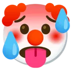 schwitzendes Gesicht + Clown-Gesicht