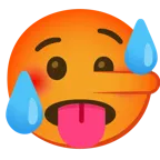 schwitzendes Gesicht + lügendes Gesicht