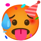 schwitzendes Gesicht + Partygesicht