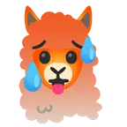 schwitzendes Gesicht + Lama