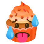schwitzendes Gesicht + Cupcake