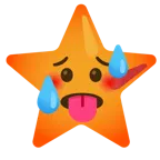 schwitzendes Gesicht + weißer mittelgroßer Stern