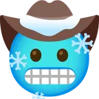 frierendes Gesicht + Gesicht mit Cowboyhut