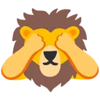 Löwe + sich die Augen zuhaltendes Affengesicht