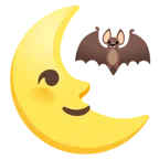 Fledermaus + Mondsichel mit Gesicht rechts