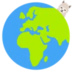 Lama + Globus mit Europa und Afrika