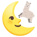 Lama + Mondsichel mit Gesicht rechts