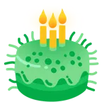 microbio + tarta de cumpleaños