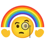 face with monocle + rainbow