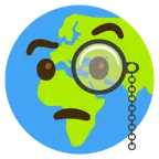 face with monocle + globe showing Europe-Africa