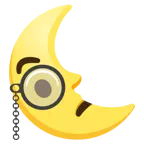 face with monocle + last quarter moon face