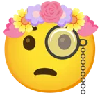 face with monocle + tulip