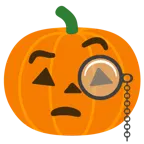 face with monocle + jack-o-lantern