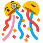 face with monocle + confetti ball