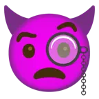 face with monocle + angry face with horns