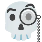 face with monocle + skull