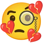 face with monocle + broken heart