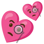 face with monocle + two hearts