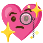 face with monocle + sparkling heart
