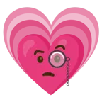 face with monocle + growing heart