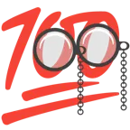 face with monocle + hundred points