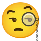 face with monocle + unamused face