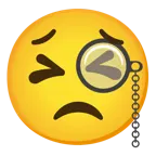face with monocle + persevering face