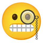 face with monocle + grimacing face