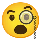 face with monocle + face with open mouth
