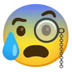 face with monocle + anxious face with sweat