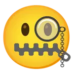 face with monocle + zipper-mouth face