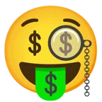 face with monocle + money-mouth face