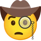 face with monocle + cowboy hat face