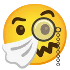 face with monocle + sneezing face