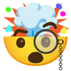 face with monocle + exploding head