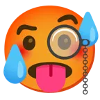 face with monocle + hot face